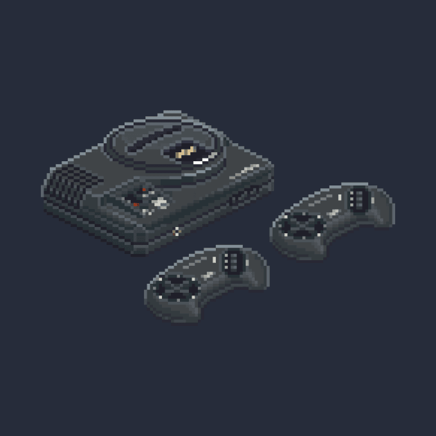 Sega Megadrive Pixel Art Retro Videogame Console by arcadeperfect