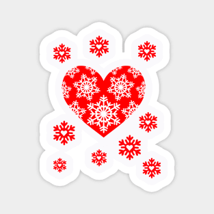 Valentine snowflakes with romantic snowflake heart Winter Valentine's Day Magnet