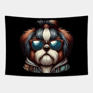 Funny Shih Tzu with Sunglasses Tapestry