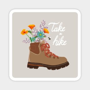 Take a Hike Hiking Boot with Flowers Magnet