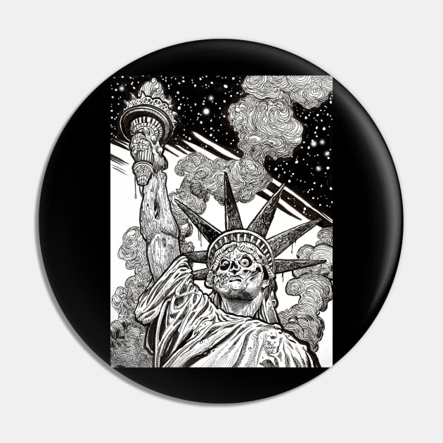 Undead Statue of Liberty B+W Pin by rsacchetto