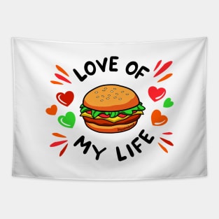 My Valentine Is A Burger Tapestry