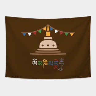 Tibetan Stupa Om Mani Padme Hum Tapestry