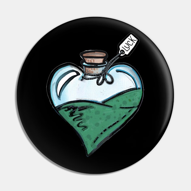 Good Luck Potion - green liquid in a heart bottle Pin by Tenpmcreations