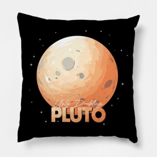 Pluto Planet Logo, Solar System Space Exploration Art Pillow