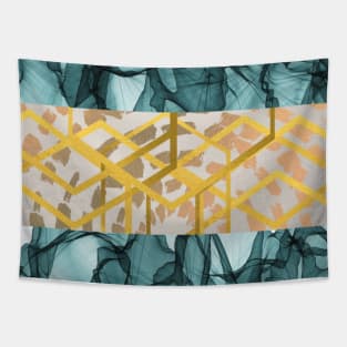 Flowing Rhythm with Gold & Copper leaves Tapestry