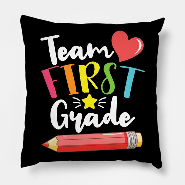 Team First Grade Cute Back To School Gift For Teachers and Students Pillow by BadDesignCo