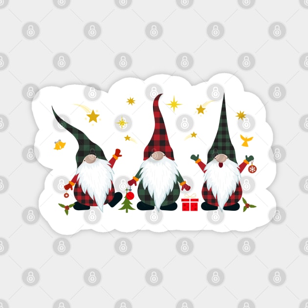 3 Christmas Gnomes Magnet by REG