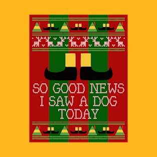 Good News Elf Quote Christmas Knit T-Shirt