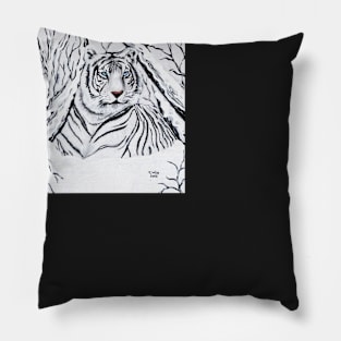 White Tiger Blending In Pillow