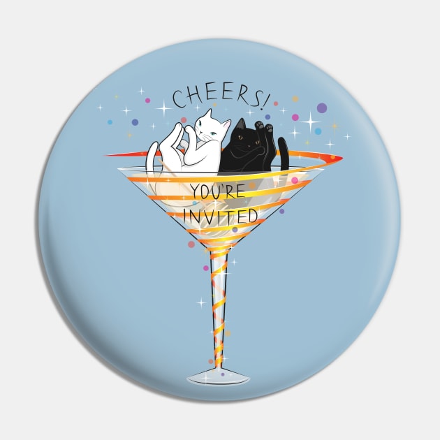 Cheers! Welcome to Martini Cats Party Pin by runcatrun