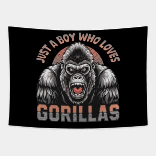 Just A Boy Who Loves Gorillas Tapestry