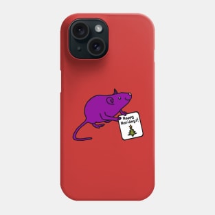 Cute Christmas Rat says Happy Holidays Phone Case