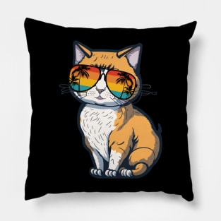 Cool Feline in Shades: Whiskered Purrfection for Cat Miaw Lovers Pillow