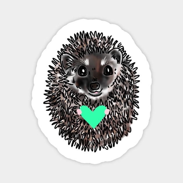 Cute Hedgehog holding a heart Magnet by HappyPawtraits