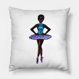 Dance - Ballet dancer Ballerina Noor - black ballerina African American with afro hair Pillow