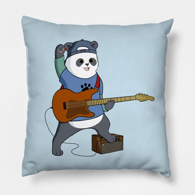 Panda Playing Guitar Pillow by Mako Design 