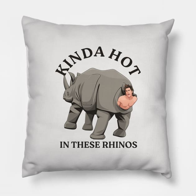 Kinda hot in these rhinos Pillow by BodinStreet