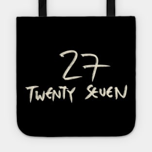 Hand Drawn Letter Number 27 Twenty Seven Tote