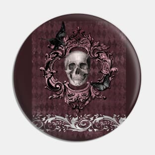 Gothic Skull - Elegance in Burgundy Pin