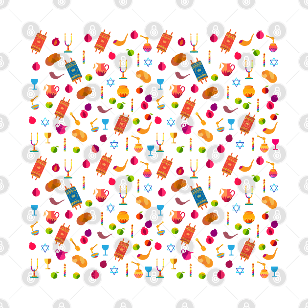 Honey and Apple Happy Rosh Hashanah, Shana Tova! Autumn New Year Jewish Holiday pattern by sofiartmedia