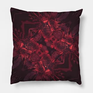 Red Goth Romance Print Floral Pillow