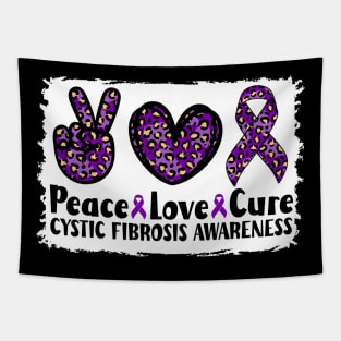 Peace Love Cure Cystic Fibrosis Awareness Tapestry