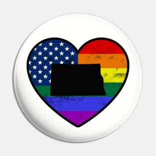 North Dakota United States Gay Pride Flag Heart Pin