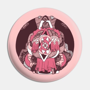 Pink and White Circle of Ornament Pin