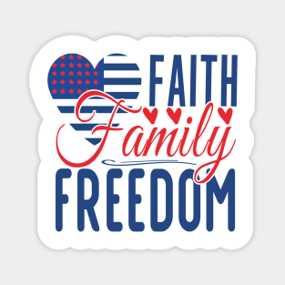 Patriotic Shirts for Men & Women American Flag Shirt Faith Family Freedom Graphic Tee USA Star Stripes Magnet