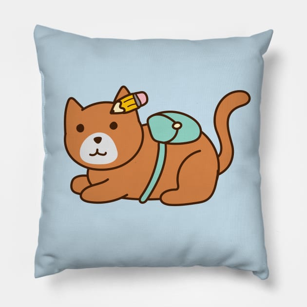 School Kitty Pillow by Alexandra Franzese