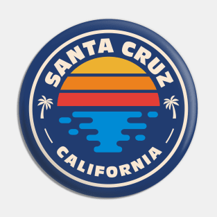 Retro Santa Cruz California Vintage Beach Surf Emblem Pin