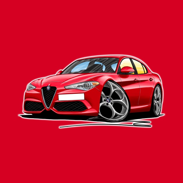 Alfa Romeo Giulia Red - Car Caricature by y30man5