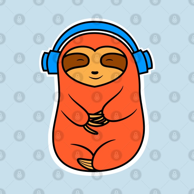 Happy Orange Sloth Listening to Music by SubtleSplit