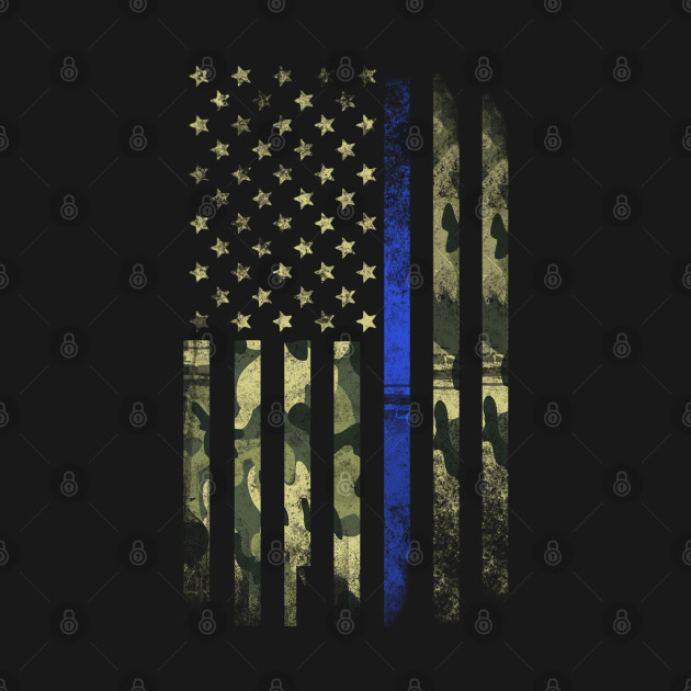 USA Camo Blue Line Flag by Andreeastore  