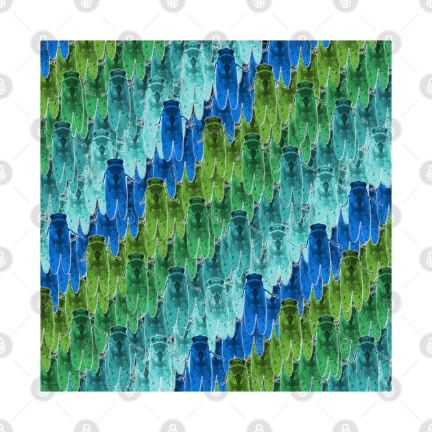 Cicada Pattern in Aqua Blue by ButterflyInTheAttic