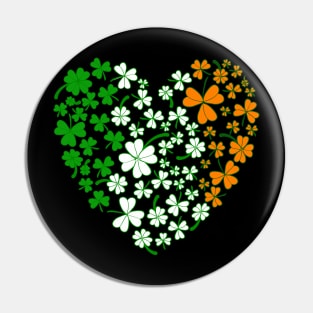 Ireland Lover and Fan Irish Flag Heart Shamrocks Pin