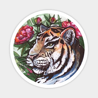 hand watercolour drawing "Tiger in flower" Magnet