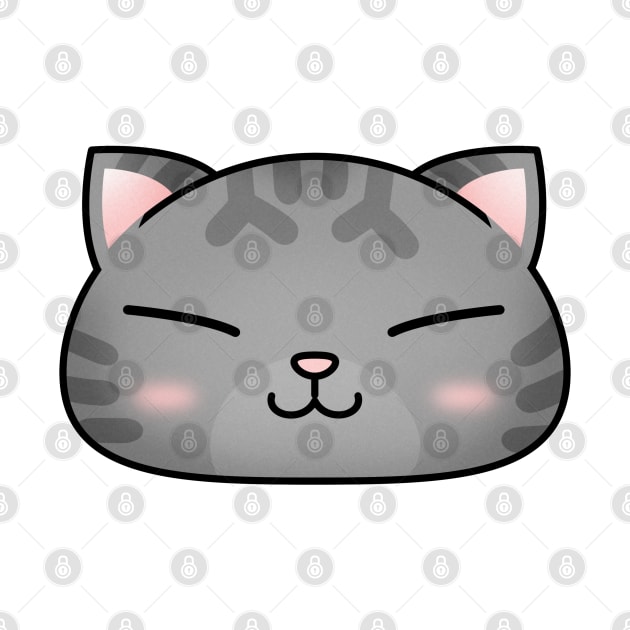 Cute Silver Tabby Cat Face by Takeda_Art