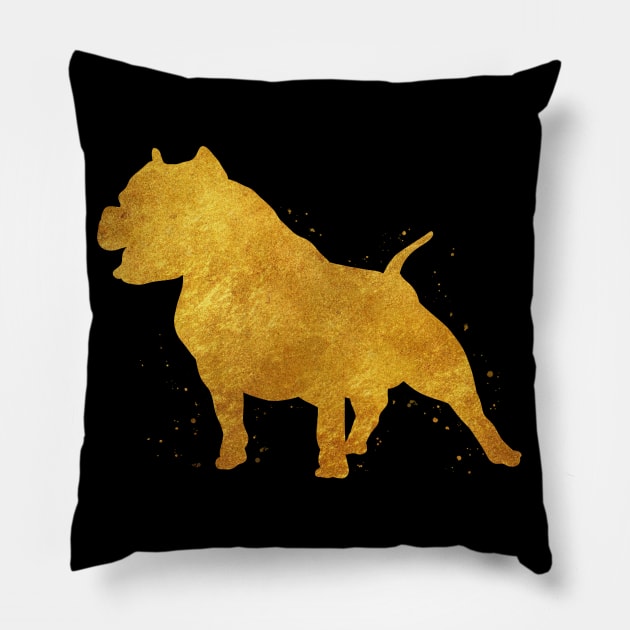 Pitbull golden art Pillow by Yahya Art
