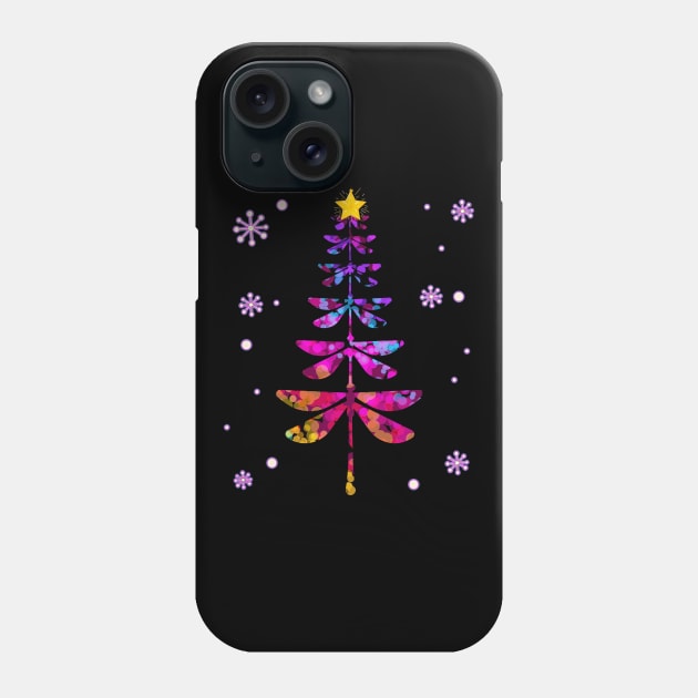 dragonfly christmas tree Phone Case by Ghani Store