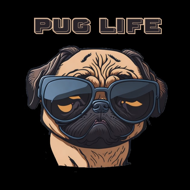 Pug Life - Cool pug with Shades by Thompson Prints