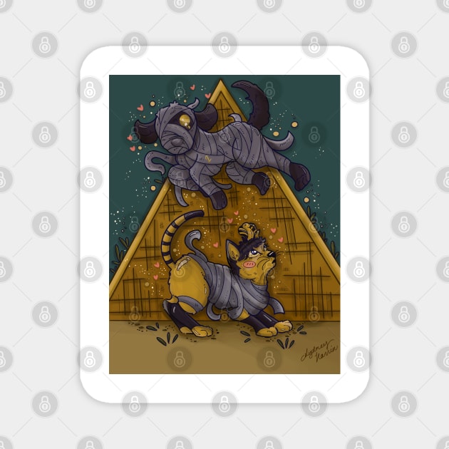 Ankha and Lucky Background Magnet by One Kidney Artist