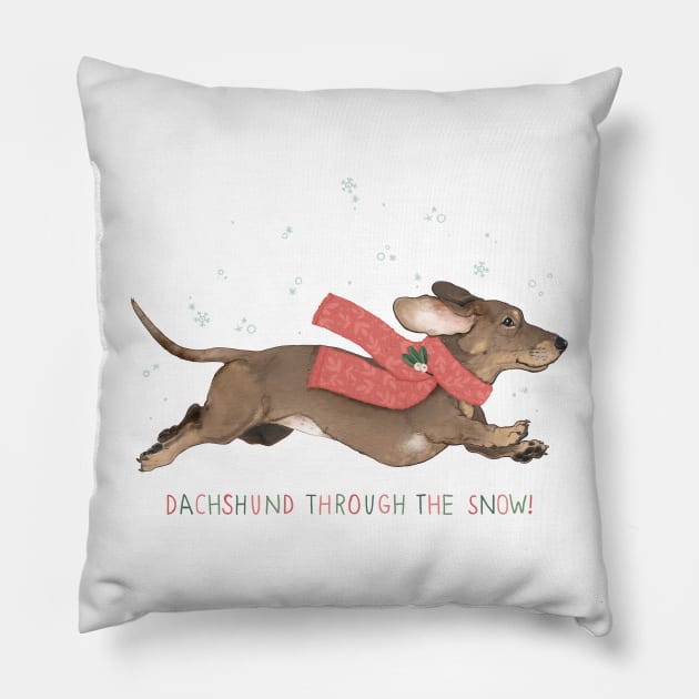 Dachshund Through The Snow Pillow by LauraGraves