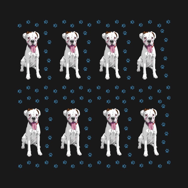 White Boxer dog cute pattern by Maful