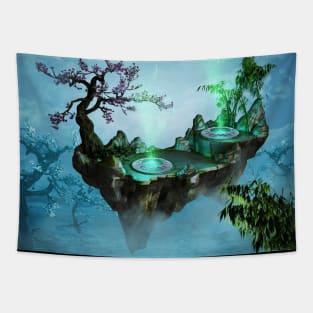 Flying island with trees Tapestry