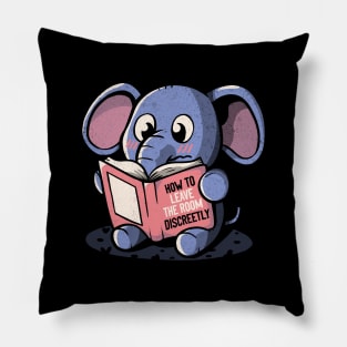 How To Leave The Room Discreetly - Elephant Book Reader by Tobe Fonseca Pillow