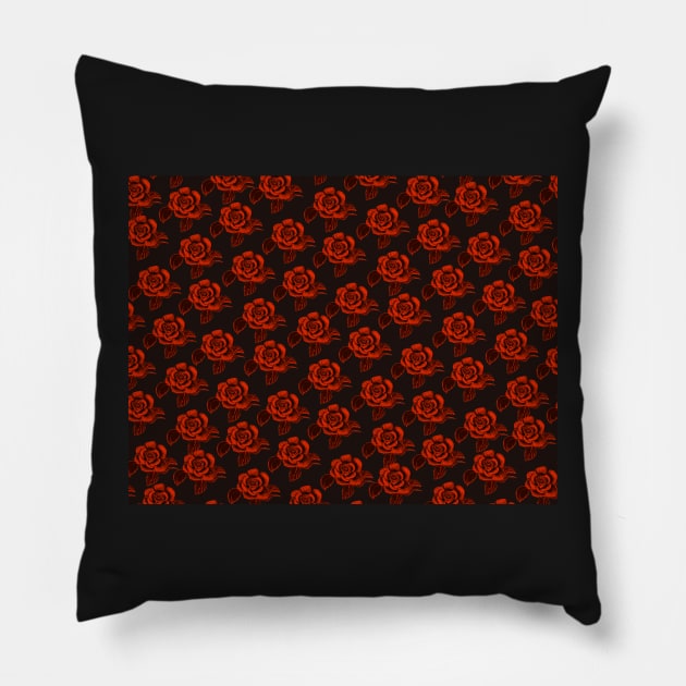 Velvet Red Roses Pillow by Almanzart