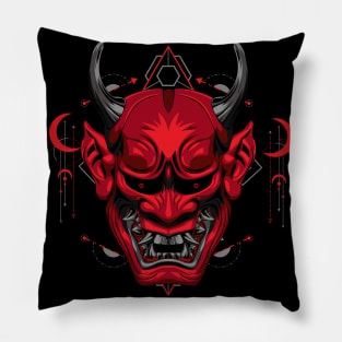 yokai oni mask Pillow