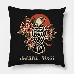 Eagle and Roses Traditional Tattoo Flash Isaiah 40:31 Pillow